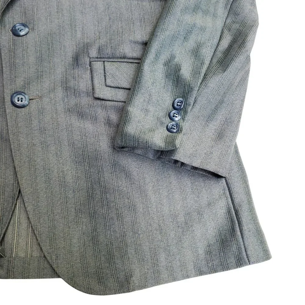 VTG Montgomery Ward 70s Retro Blue Green Leisure Suit Jacket Sport Coat 42x30